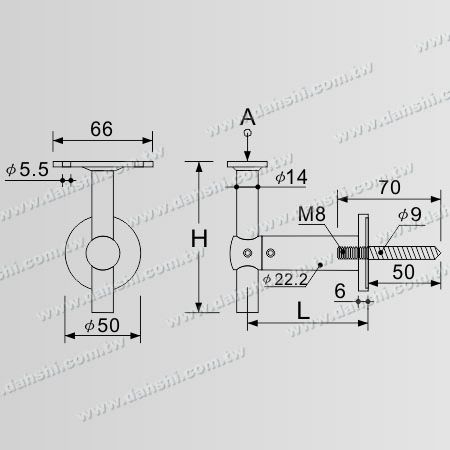 Dimensión: Taiscí Féin-Phíobáil - Bráiste Balla Lámhchúil Tuib Cearnach, Tuib Chuarach Lámhchúil Inox - Airde Inchoigeartaithe - Cúlra Inchoigeartaithe