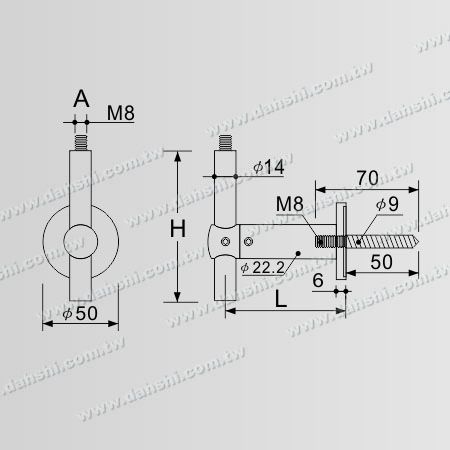 Abmessung: Selbstschneidende Schraube - Edelstahl Rundrohr, Vierkantrohr, Rechteckrohr Handlauf Wandhalterung Verstellbare Höhe - Winkel fest