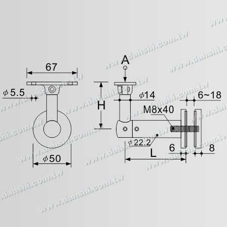 Dimension:Stainless Steel Bracket for Glass Flat Top Angle Adjustable