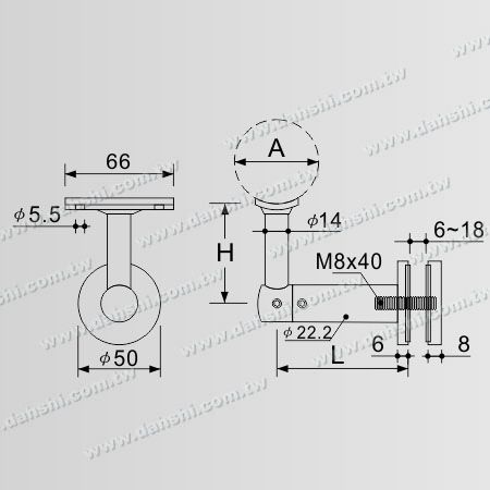 Dimenzija: Nosilec iz nerjavečega jekla za steklo z zaobljenimi robovi