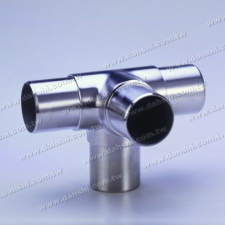 S.S. Round Tube Internal 90° T Connector 4 Way Out