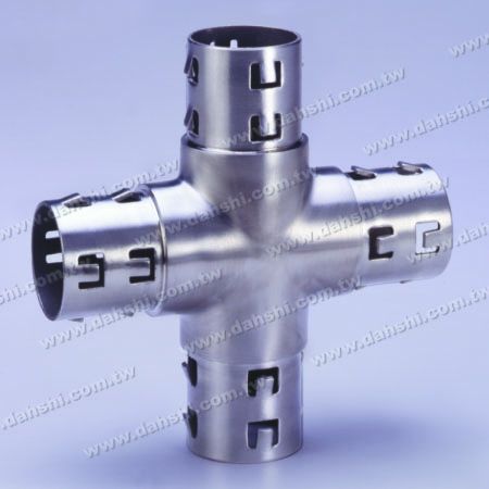 S.S. Round Tube Internal Cross Connector 4 Way Out - Stainless Steel Round Tube Internal Cross Connector 4 Way Out - Exit spring design- welding free/ glue applicable