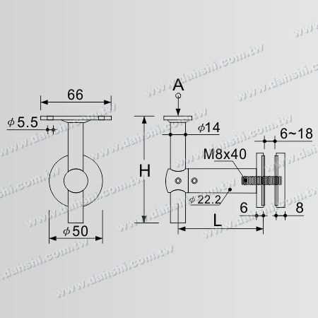 Dimension:Stainless Steel Bracket for Glass Flat Top with Radiused Height Adjustable