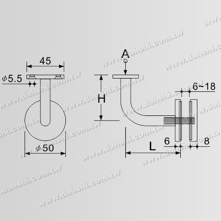 Dimension:Stainless Steel Bracket for Glass Flat Top