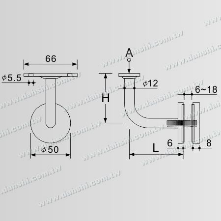 Dimension:Stainless Steel Bracket for Glass Flat Top