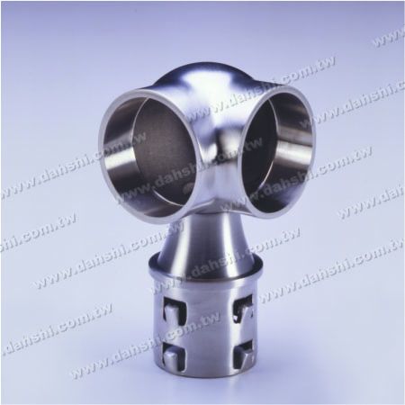 Stainless Steel Round Tube Handrail Perpendicular Post Connector 90deg Through Ring - Exit spring design- welding free/ glue applicable