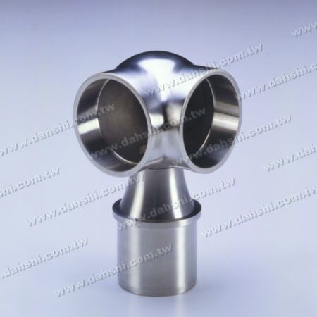 S.S. Round Tube Handrail Perp. Post Conn. 90° Through Ring - Stainless Steel Round Tube Handrail Perpendicular Post Connector 90deg Through Ring