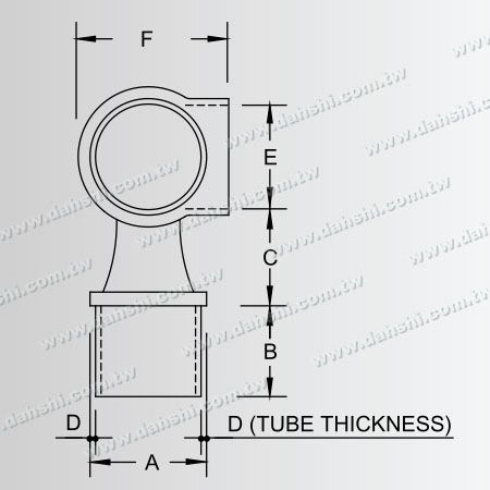 Dimension:Stainless Steel Round Tube Handrail Perpendicular Post Connector 90deg Through Ring