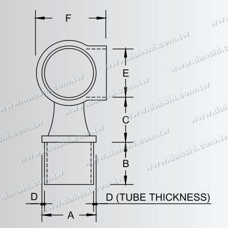 Размер: Коннектор для перпендикулярного столба поручня из нержавеющей стали с круглой трубой, 90 градусов, через кольцо