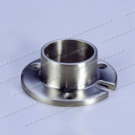 Plaque de base ronde en acier inoxydable pour tube rond - Utilisation sur paroi en verre - Finition satinée