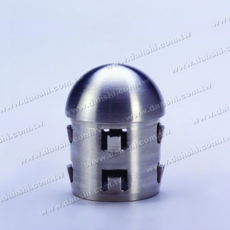 Tapón de extremo de tubo redondo de acero inoxidable con especificación europea de cúpula superior con diseño de resorte de dientes de salida - sin soldadura / aplicable con pegamento