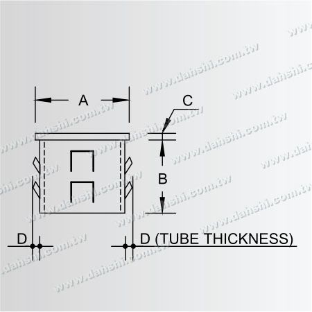 Dimensión: Tapón de extremo plano de tubo redondo de acero inoxidable - Tamaño europeo - Diseño de resorte de salida - Sin soldadura / aplicable con pegamento