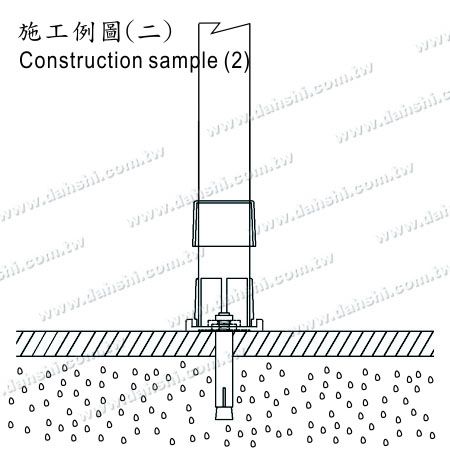پایه دستگیره لوله مربعی استیل ضد زنگ ۲ قطعه - پیچ مخفی - نمودار نصب ۱