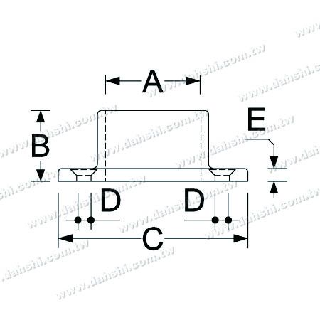 尺寸圖：不銹鋼方管方型固定座