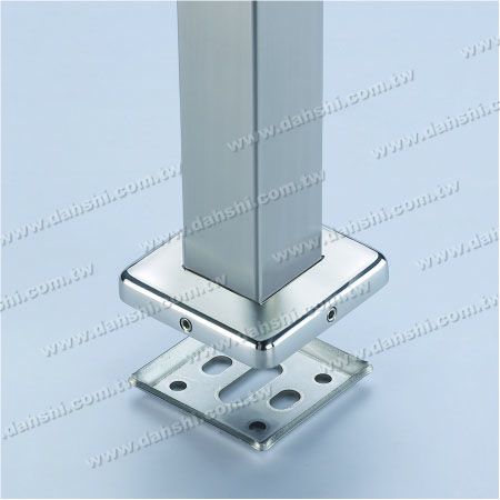 S.S. Square Tube 2 Pieces Base Plate with Cover - Stainless Steel Square Tube Handrail 2 Pieces Base Plate with Cover - Screw Invisible