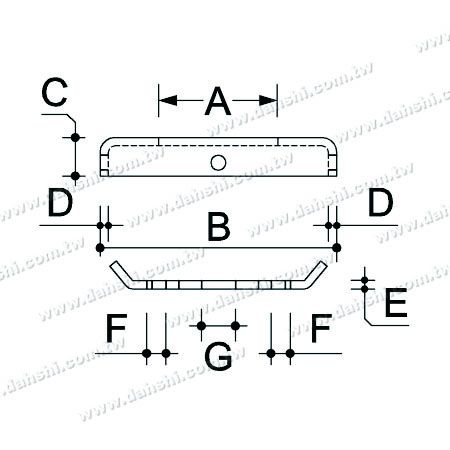 Dimensión: Placa base de 2 piezas para barandilla de tubo cuadrado de acero inoxidable con cubierta - Tornillo invisible