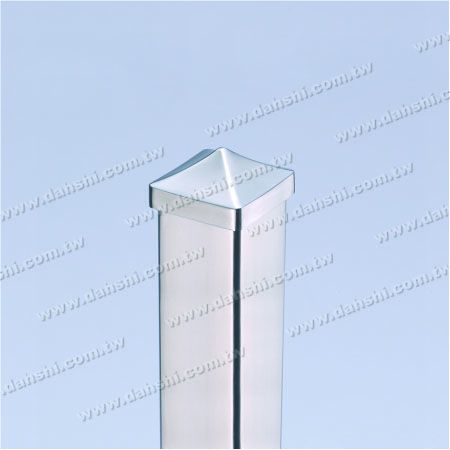 S.S. Square Tube Spire Top Post End Cap - 2 Layers - Stainless
