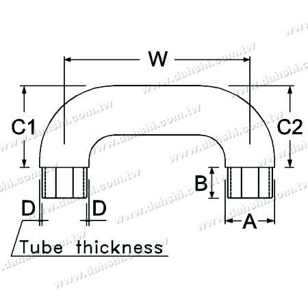 Dimension：Stainless Steel Square Tube Internal Stair U Corner Connector