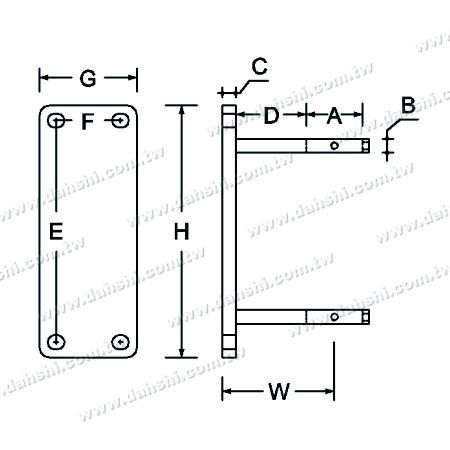 ابعاد: براکت دستگیره لوله مربعی استیل ضد زنگ مستطیلی