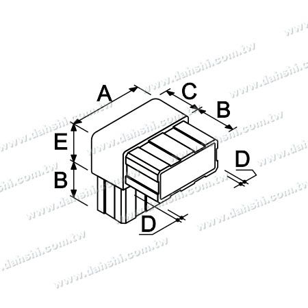 Dimension:Stainless Steel Rectangle Tube Internal 90degree Connector