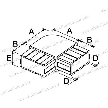 Dimension:Stainless Steel Rectangle Tube Internal 90degree Connector Round Corner