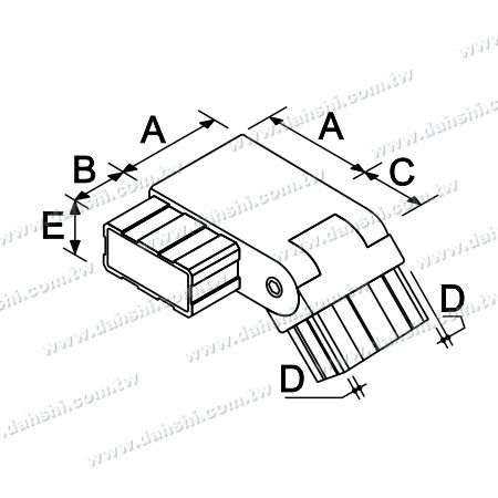 Dimension:Stainless Steel Rectangle Tube Internal Stair Square Corner Connector Angle Adjustable Right