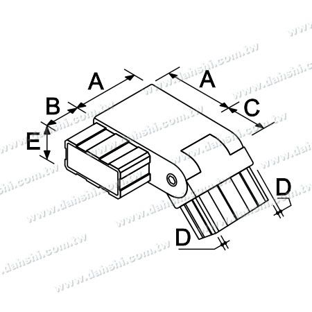 寸法：ステンレス鋼の長方形チューブ内部階段用四角い角コネクター 右側の角度調整可能