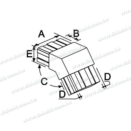 Abmessung: Edelstahl-Rechteckrohr-Innenverbinder 127 Grad - Winkel kann angepasst werden