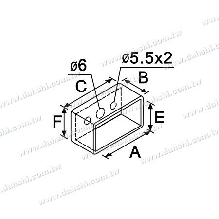 Dimensão: Extremidade do corrimão de tubo retangular de aço inoxidável