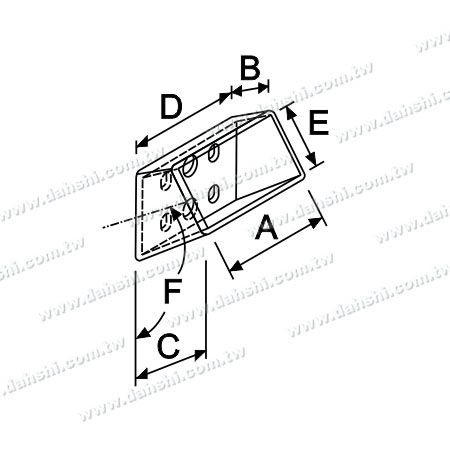 尺寸圖：不銹鋼扁管套外連接大柱用斜度固定座