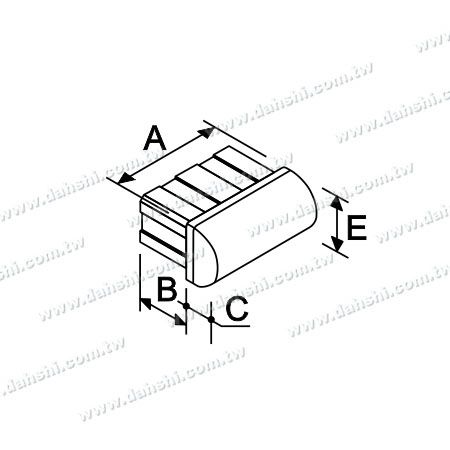 尺寸图:不锈钢扁管半圆型封口