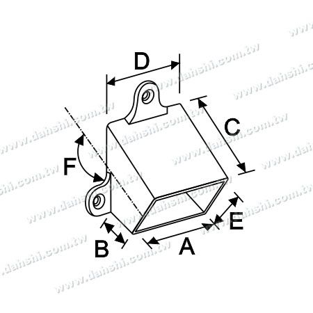 Dimensión: Ángulo fijo de 122-132 grados de extremo de pasamanos de tubo rectangular de acero inoxidable