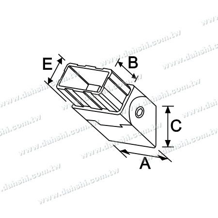 Dimension : Rampe d'angle réglable en acier inoxydable pour tube rectangulaire