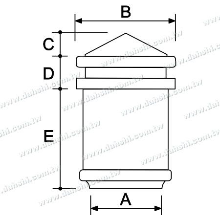 尺寸图:不锈钢大型方管大柱头