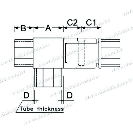 ابعاد: اتصال کننده گوشه پله داخلی لوله مربع استیل ضد زنگ 3 راهه با زاویه قابل تنظیم