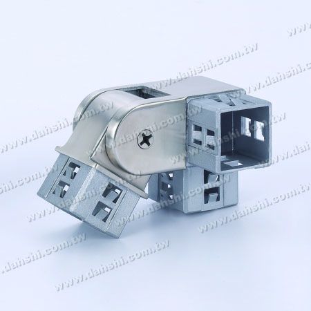 Stainless Steel Square Tube Internal Stair Corner Connector 3 Way Out Left Angle Adjustable - Exit spring design- welding free/ glue applicable