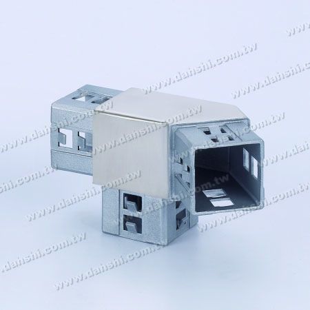 Stainless Steel Square Tube Internal 3 Way Out Connector 135degree Left - Exit spring design- welding free/ glue applicable
