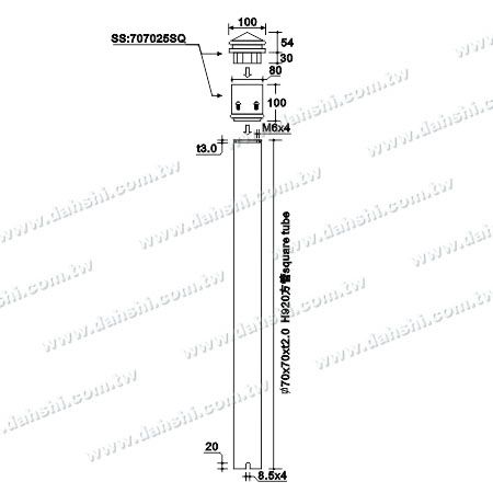 Dimensión: Póstáil Cearnóg Inox