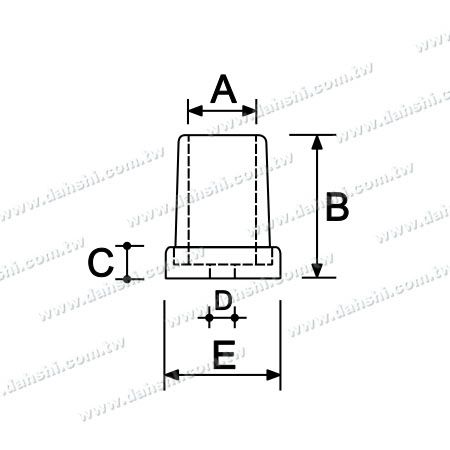 尺寸圖:不銹鋼經濟型斜度塞環免銲底座 - 螺釘隱藏式