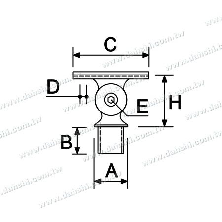 Dimensão: Suporte de Conector Ajustável para Poste Perpendicular de Corrimão de Tubo Redondo de Aço Inoxidável - Encaixe Interno Arredondado para Uso de 19mm