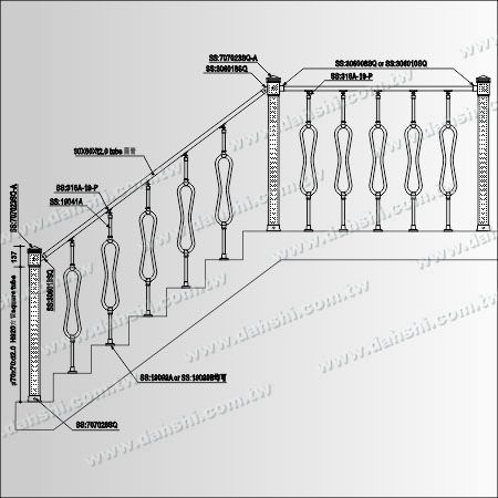 楼梯栏杆组合式造型花管 - 不锈钢栏杆组合式花管示意图