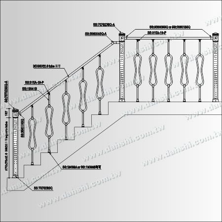 Postes de barandilla de acero inoxidable - Tubulares - Diagrama: Postes de barandilla de acero inoxidable - Tubular