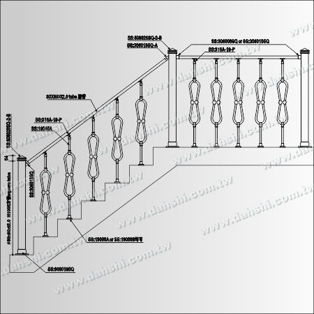 Нержавеющая стальная балюстрада - Трубчатая - Диаграмма: Нержавеющие стальные балюстрадные столбы - трубчатые Нержавеющая стальная балюстрада - Трубчатая - Диаграмма: Нержавеющие стальные балюстрадные столбы - трубчатые