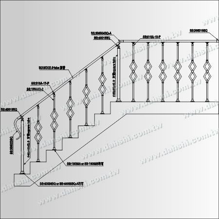 Montanti in acciaio inossidabile - Tubolare - Diagramma: Montanti per balaustre in acciaio inossidabile - Tubolare