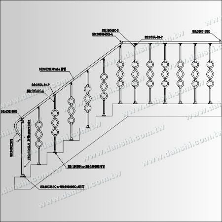 Montanti in acciaio inossidabile - Tubolare - Diagramma: Montanti per balaustre in acciaio inossidabile - Tubolare