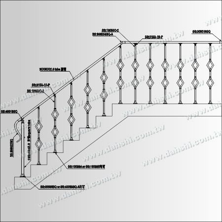 أعمدة حديدية مقاومة للصدأ - أنابيب - مخطط: أعمدة حاجز من الفولاذ المقاوم للصدأ - أنبوبي