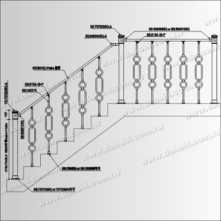 Postes de barandilla de acero inoxidable - Tubulares - Diagrama: Postes de barandilla de acero inoxidable - Tubular