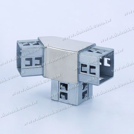 Stainless Steel Square Tube Internal 3 Way Out Connector 135degree Right - Exit spring design- welding free/ glue applicable
