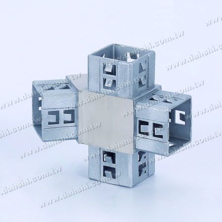 Stainless Steel Square Tube Internal 4 Way Out Connector 135degree - Exit spring design- welding free/ glue applicable