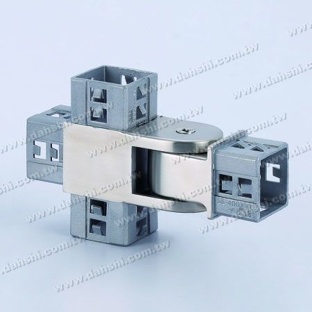 Stainless Steel Square Tube Internal 4 Way Out Connector Angle Adjustable - Exit spring design- welding free/ glue applicable